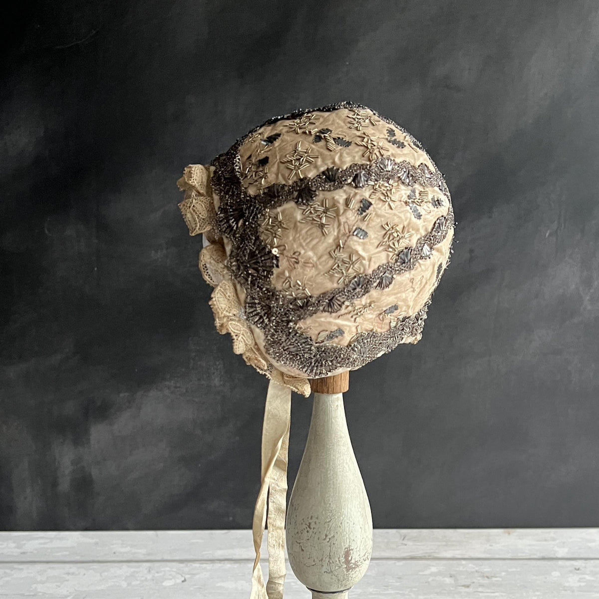 18th Century Silk Baby Cap Spangles Silver Lace Tiny C 1800
