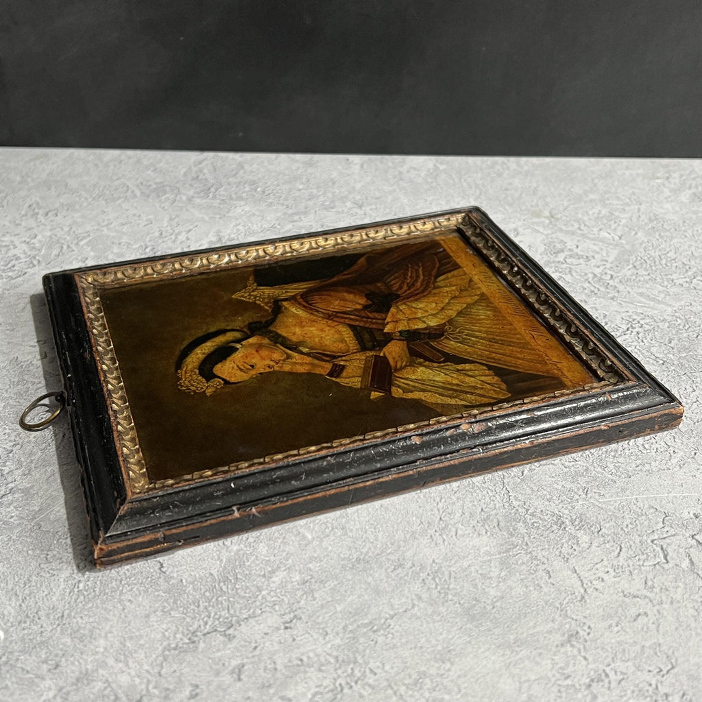 18th Century Miniature Queen Charlotte Reverse Print On Glass English C 1770 RARE