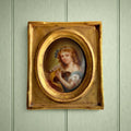 19th Century Painting Portrait Miniature On Porcelain Girl And Puppies C 1850 after Greuze