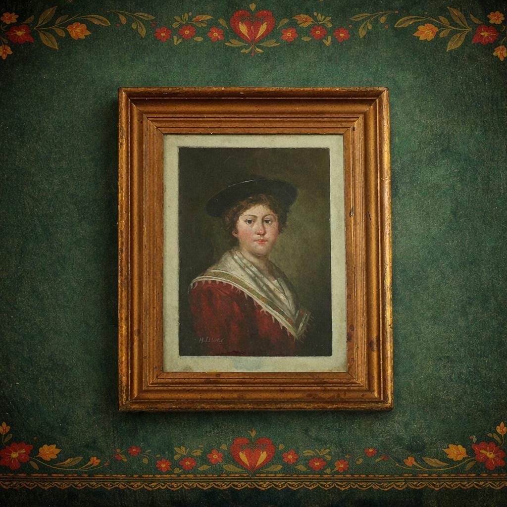 Antique Edwardian Oil Painting Portrait Young Lady After Rudolf Epp Munich School Circa 1910