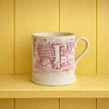 Antique Alphabet Mug F Is For Fox C 1850 Red Transferware Pearlware