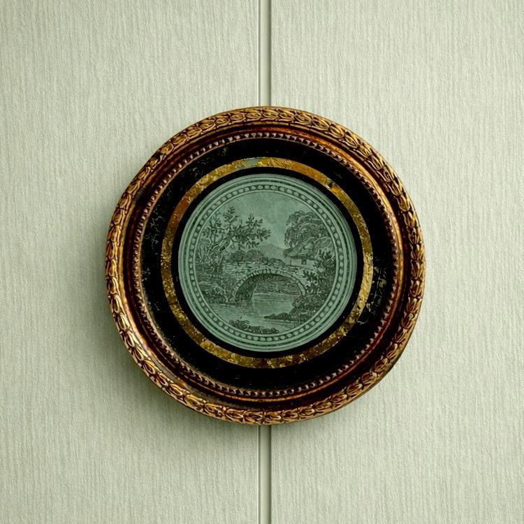 Miniature Georgian Pocket Watch Paper Rural Scene Circa 1790 Pressed Brass Frame