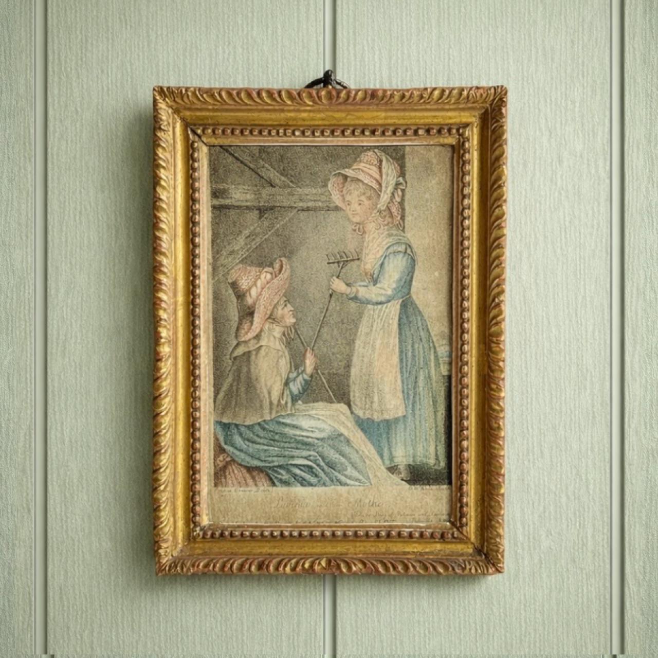 18th Century Stipple Engraving Lavinia And Her Mother C 1790 Rural Scene