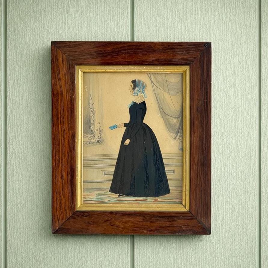 Antique Folk Art Naïve Portrait Lady Messrs R and W Kerry C 1840
