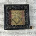 18th Century French Textile Fragment Master Masonic Embroidery Compass C 1799