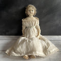 English Wax Over Papier Mache Doll 17” Blue Sleep Eyes Original Clothing C 1840