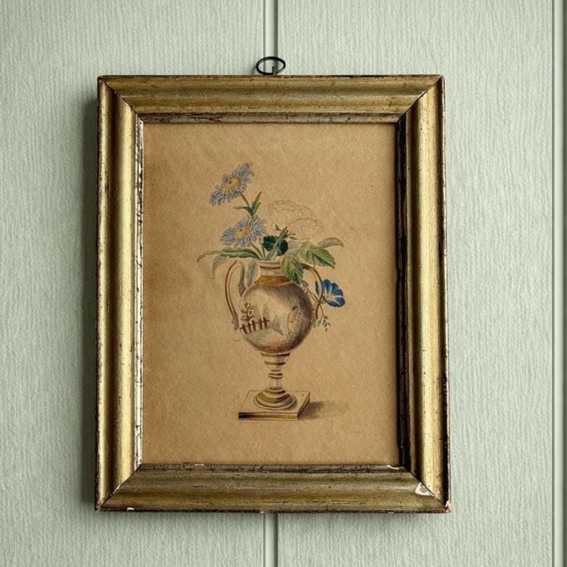 19th Century Georgian Flower Vase Painting English Circa 1830