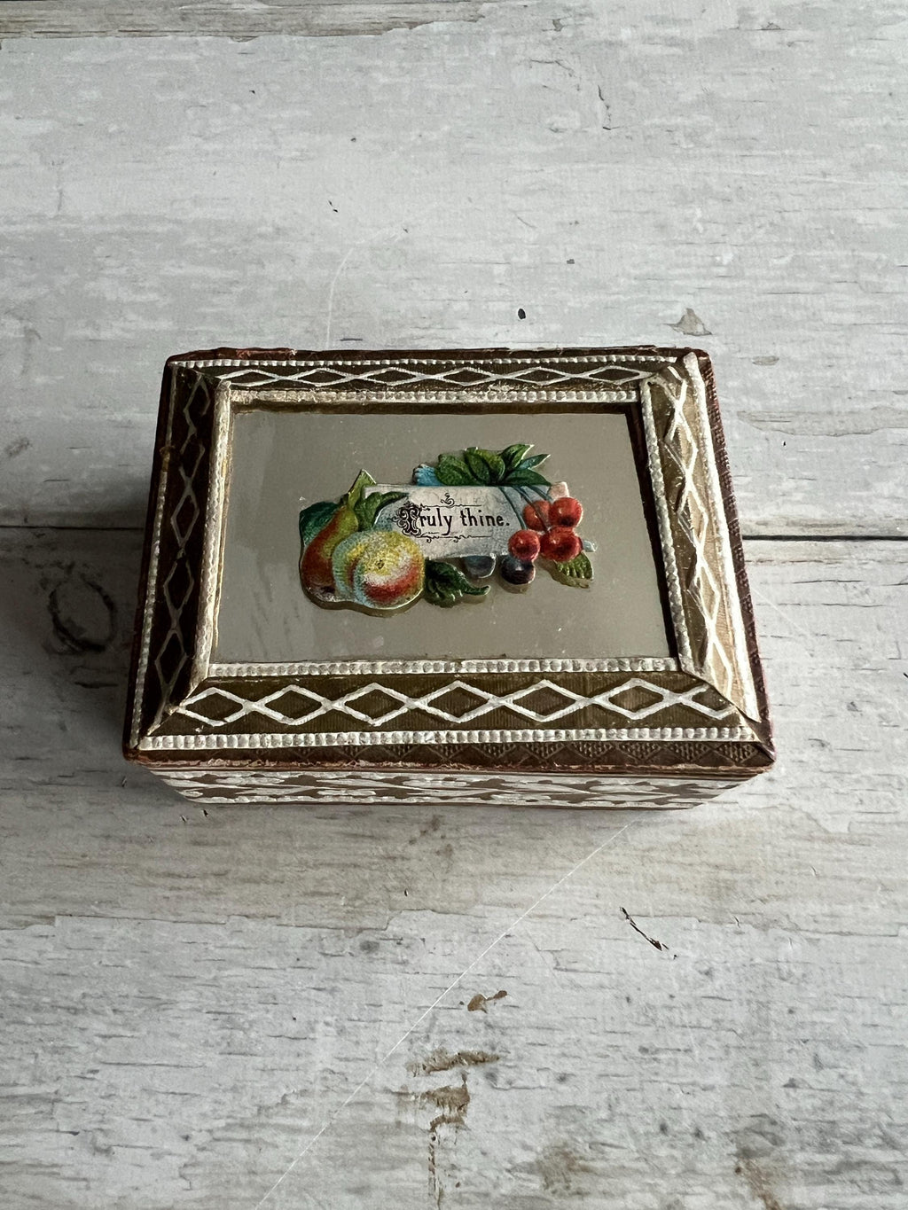 Antique Victorian Miniature Needle Packet Case Sewing Box Mirror Pullout Holder C 1870