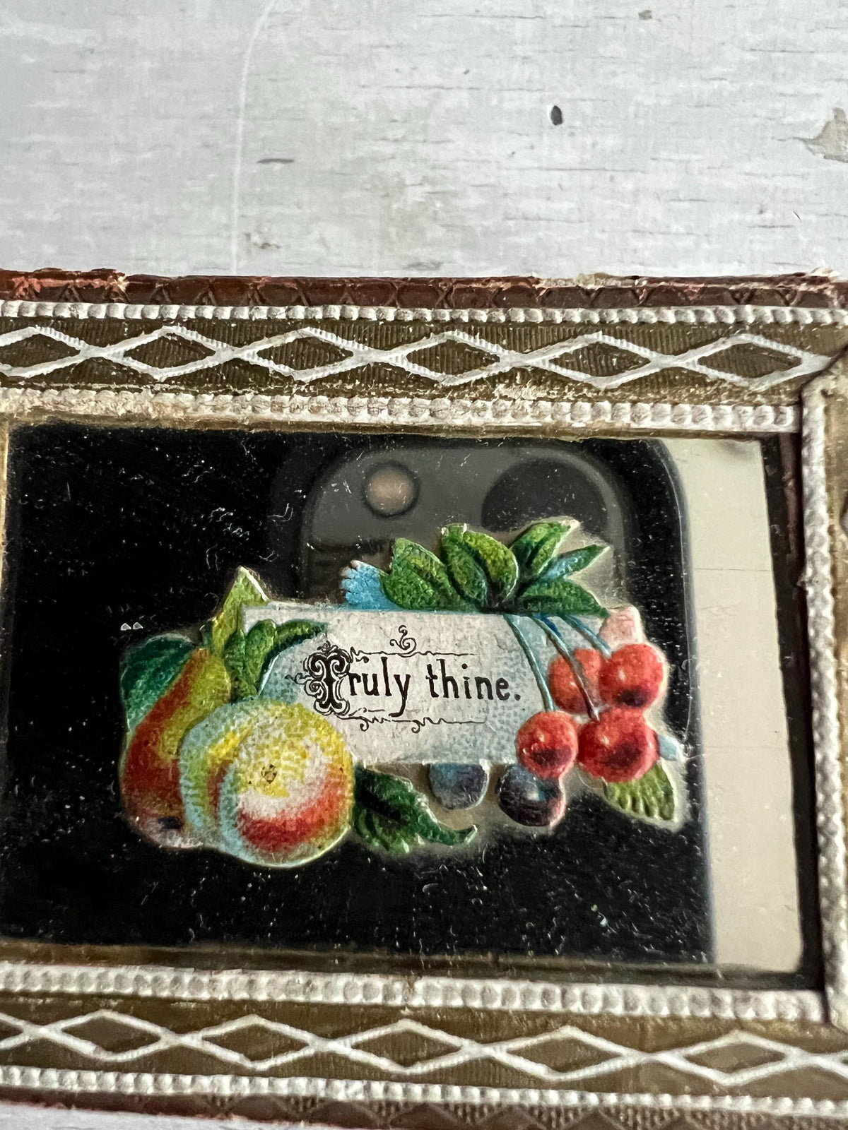 Antique Victorian Miniature Needle Packet Case Sewing Box Mirror Pullout Holder C 1870
