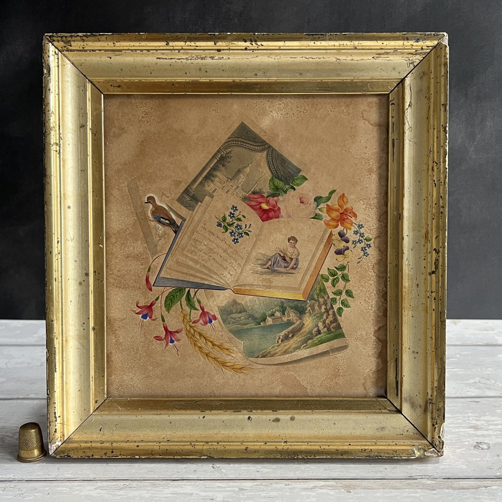 Antique Georgian Trompe-L'oeil Painting C1830s Romantic Valentine