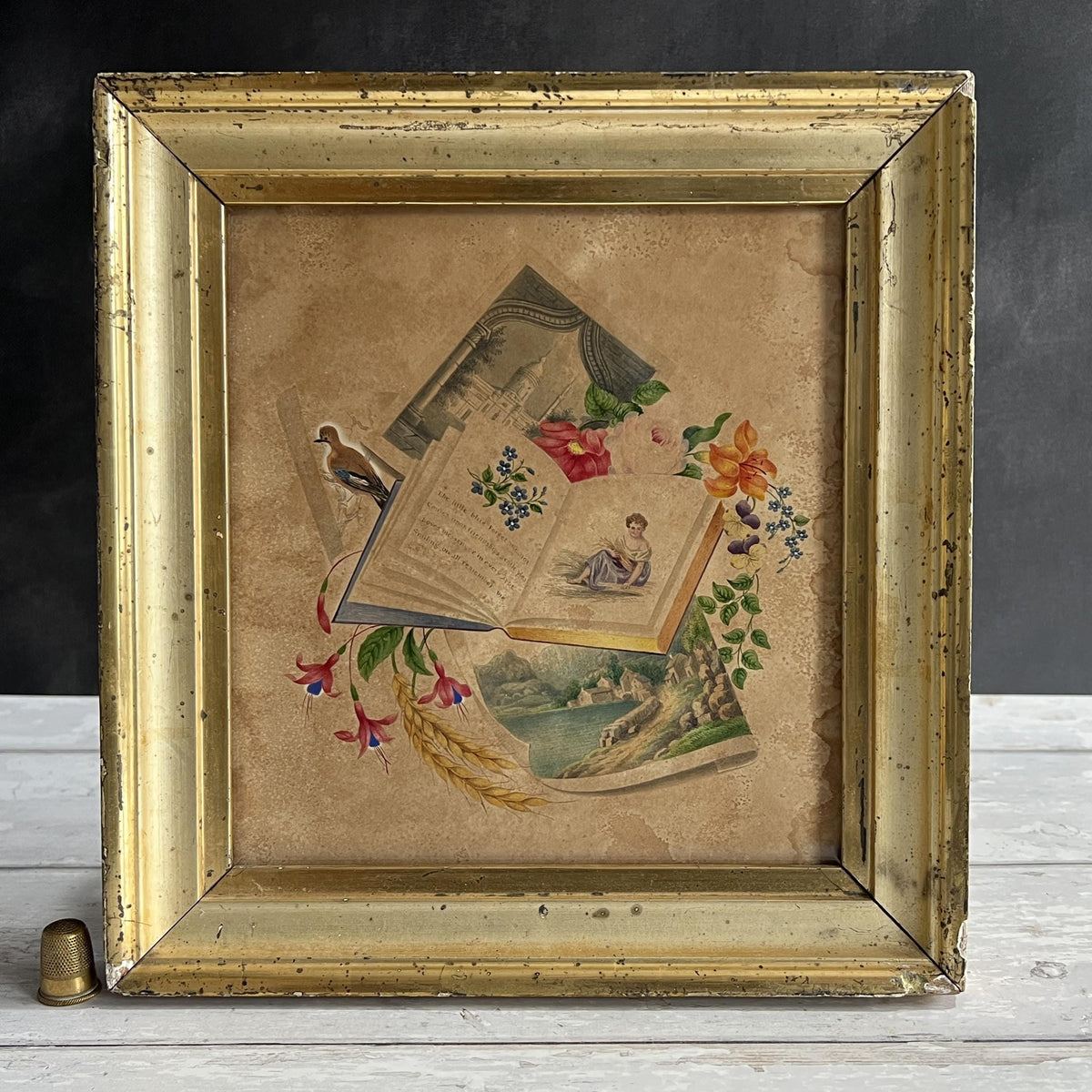 Antique Georgian Trompe-L'oeil Painting C1830s Romantic Valentine