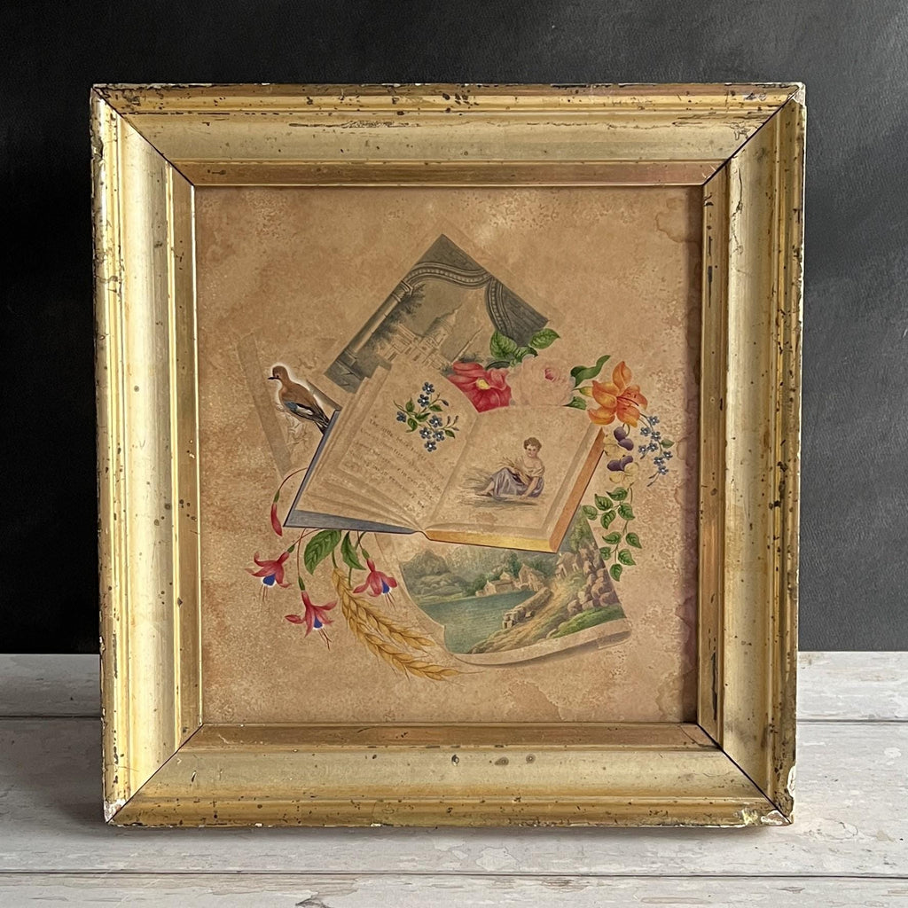 Antique Georgian Trompe-L'oeil Painting C1830s Romantic Valentine