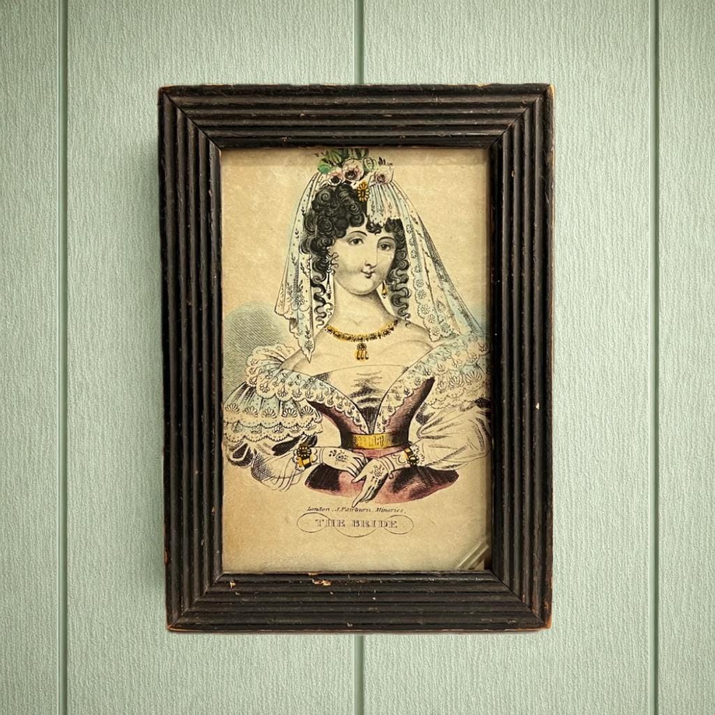 19th Century English Miniature Engraving The Bride by John Fairburn Circa 1830