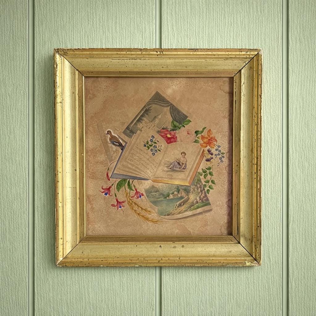 Antique Georgian Trompe-L'oeil Painting C1830s Romantic Valentine