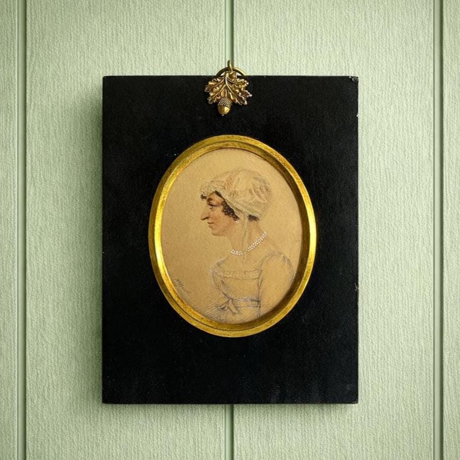 19th Century A R Burt Portrait Miniature of a Regency Lady Dated 1812 Jane Austen Period