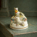 RARE Miniature Staffordshire Figure Poodle Dog Cat Kitten And Bird C 1840