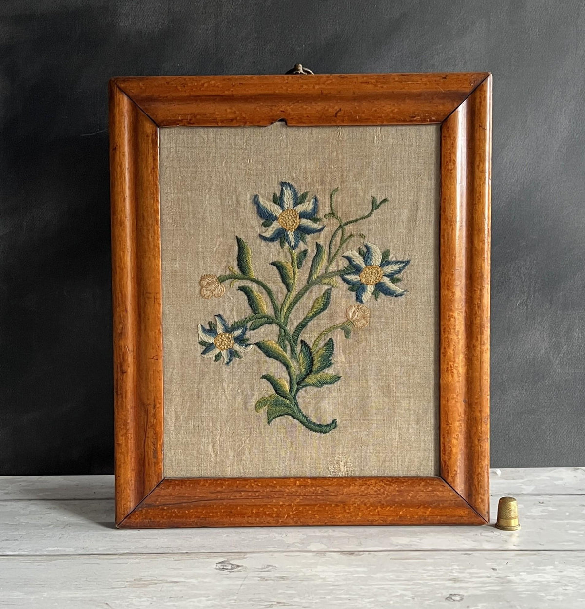 Antique 19th Century Crewelwork Embroidery Panel Circa 1800