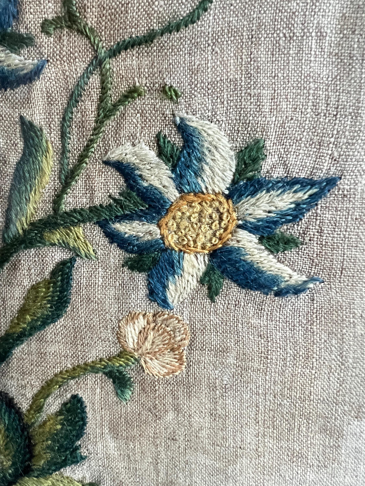 Antique 19th Century Crewelwork Embroidery Panel Circa 1800