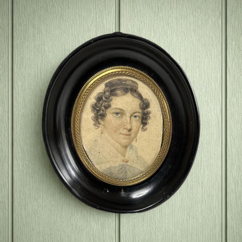 Antique Regency Portrait Lady Miniature English C 1820