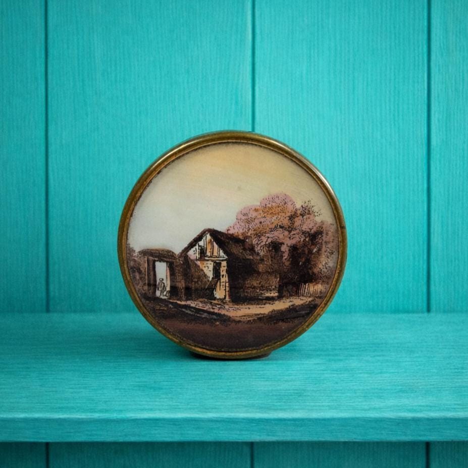 Antique Bonbon Box Candy Box Circa 1830 Georgian Sepia Tones