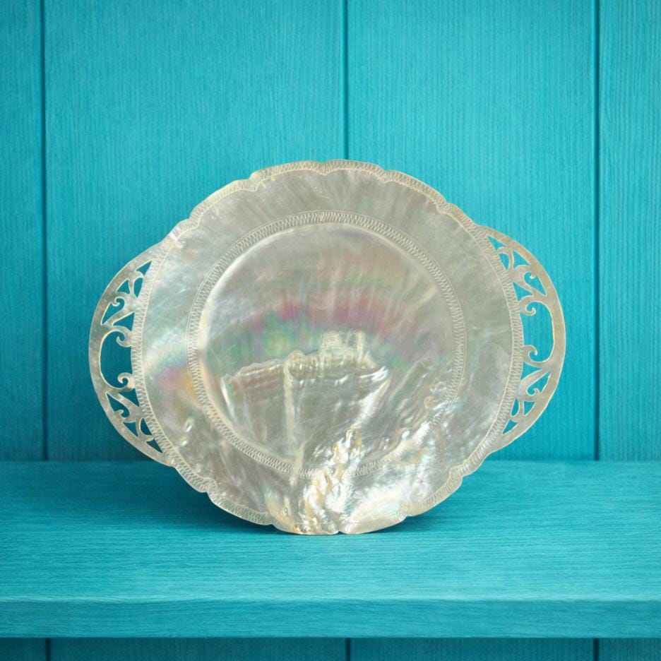 Mother of Pearl Dish Hand Carved 19th Century Circa 1890