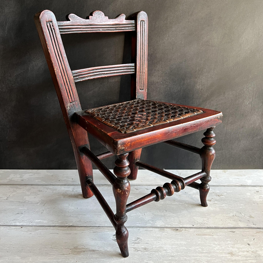 Antique Dolls Chair Early 19th Century Original Caned Seat Circa 1830