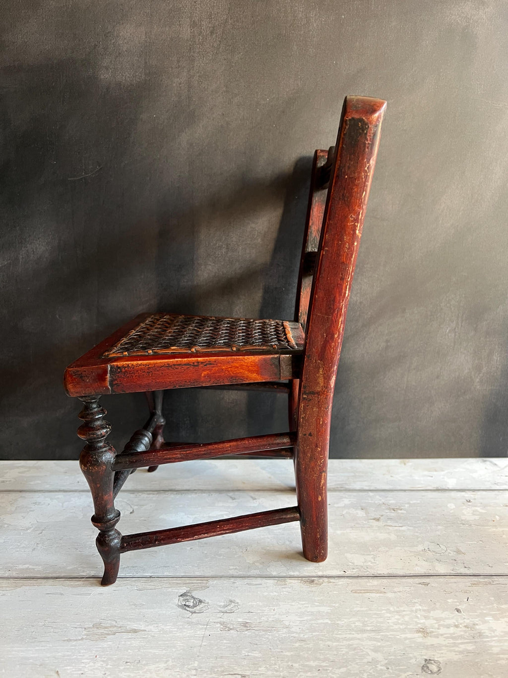 Antique Dolls Chair Early 19th Century Original Caned Seat Circa 1830