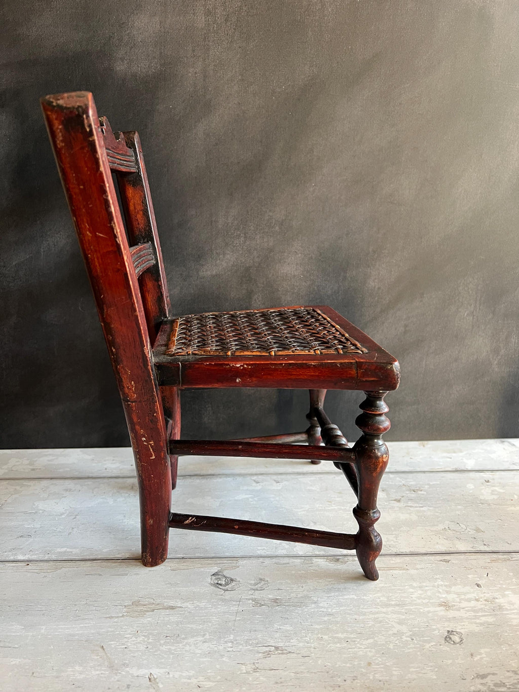 Antique Dolls Chair Early 19th Century Original Caned Seat Circa 1830