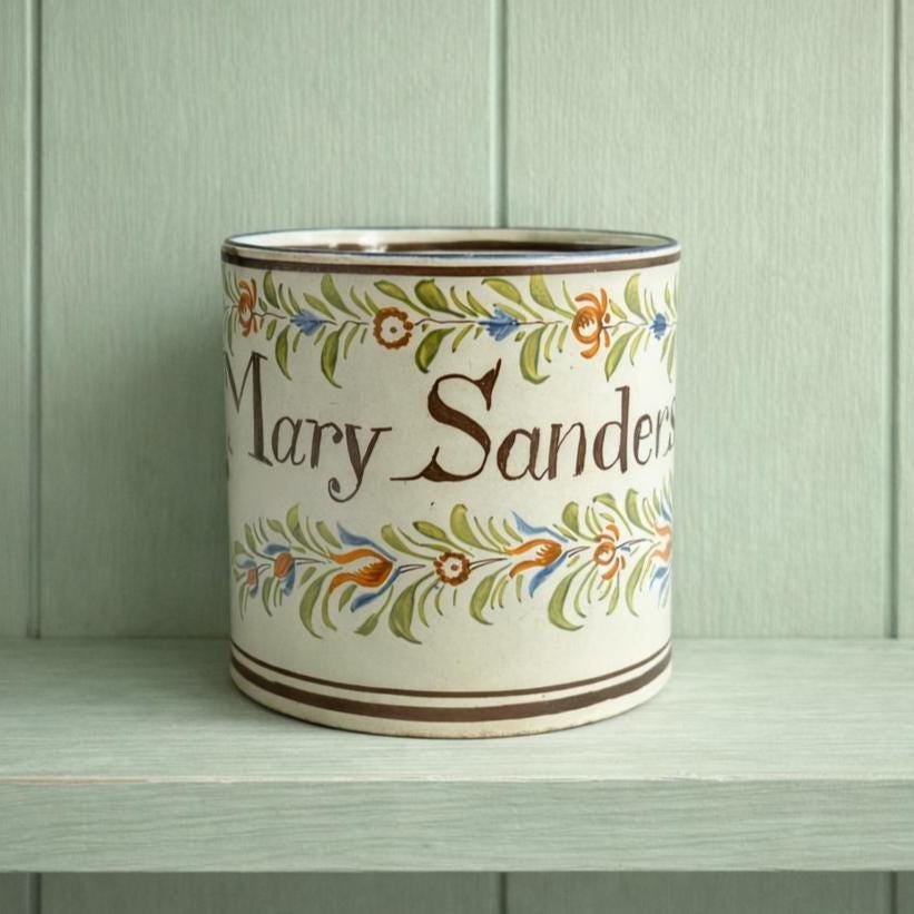 RARE 19th Century MARY Mug English Pearlware Pratt Ware Colours Circa 1810