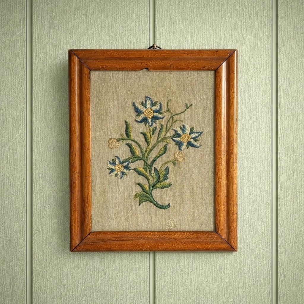 Antique 19th Century Crewelwork Embroidery Panel Circa 1800