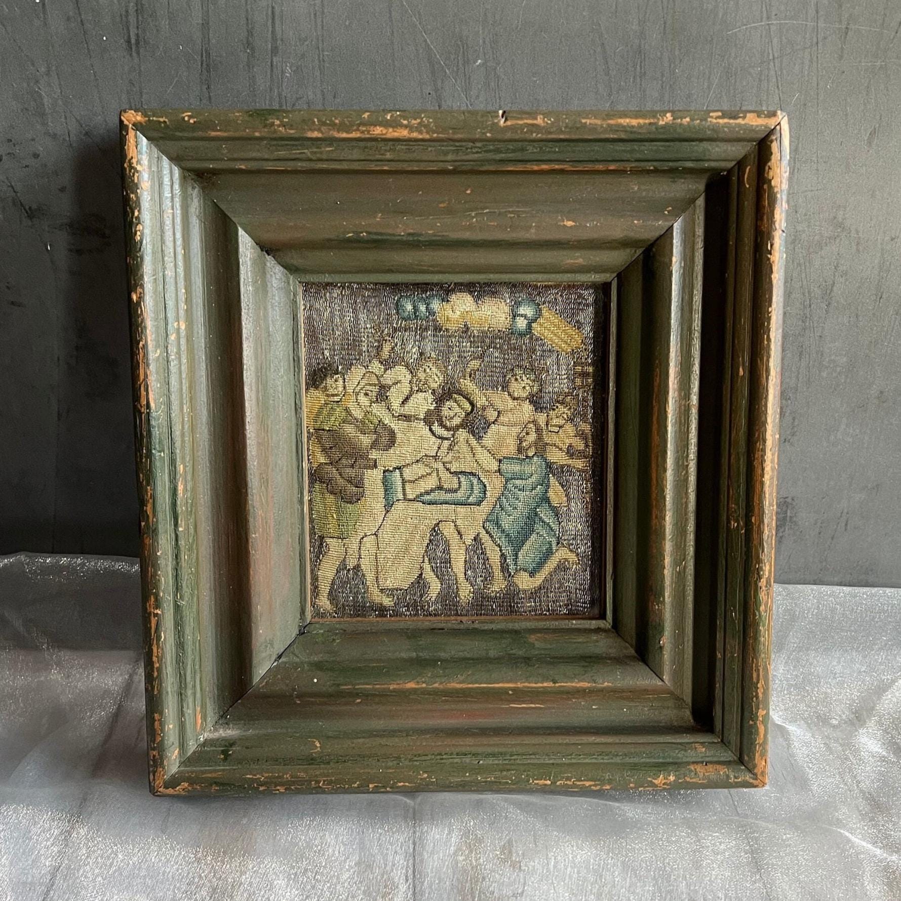 17th Century Needlework Christ Mocked Circa 1640 Charles I Period