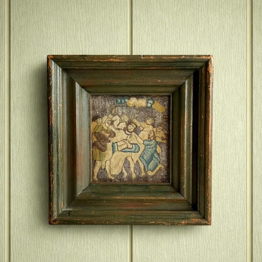17th Century Needlework Christ Mocked Circa 1640 Charles I Period