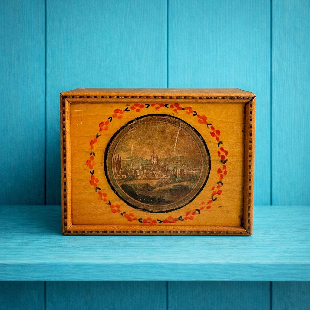 Rare 19th Century Miniature Tunbridge Ware Box Durham Cathedral C 1830