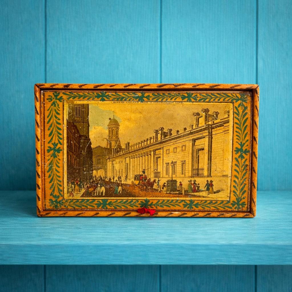 RARE Whitewood Early Tunbridge Ware Box Bank Of England London Financial District C 1830