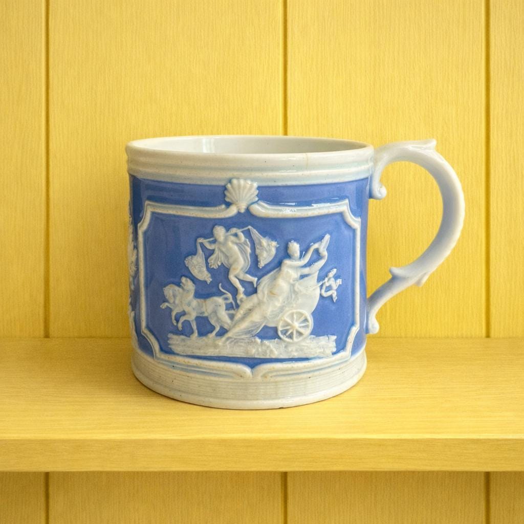 Antique Mug Job Ridgway & Sons Classical Sprigged Blue And White C 1820