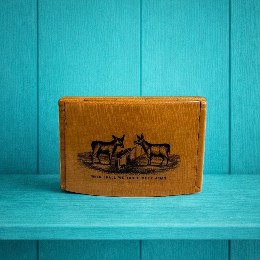 19th Century TINY Mauchline Ware Snuff Box Donkey Shakespeare Macbeth Adolph Frankau C 1850