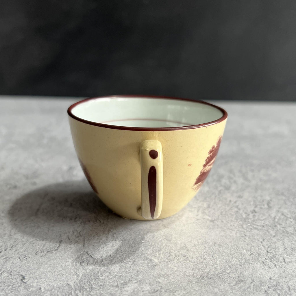 Antique English Drabware Toy Cup and Saucer Adam Buck Mother & Child Circa 1815