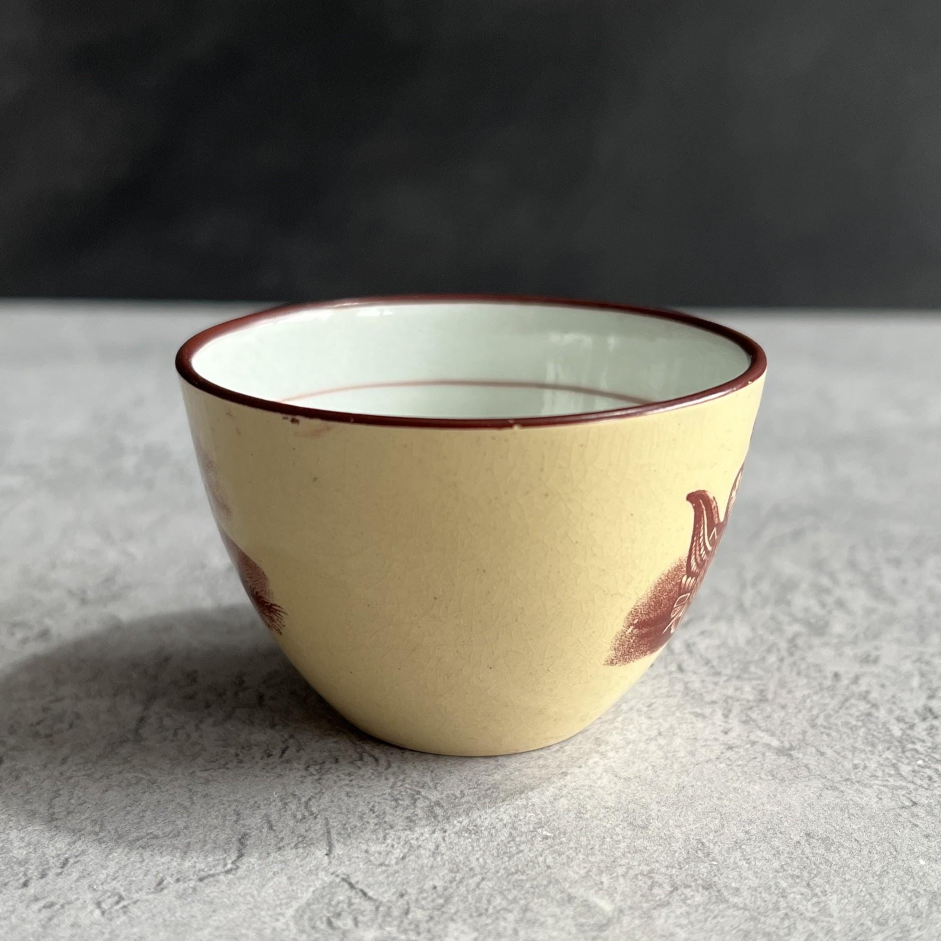 Antique English Drabware Toy Cup and Saucer Adam Buck Mother & Child Circa 1815