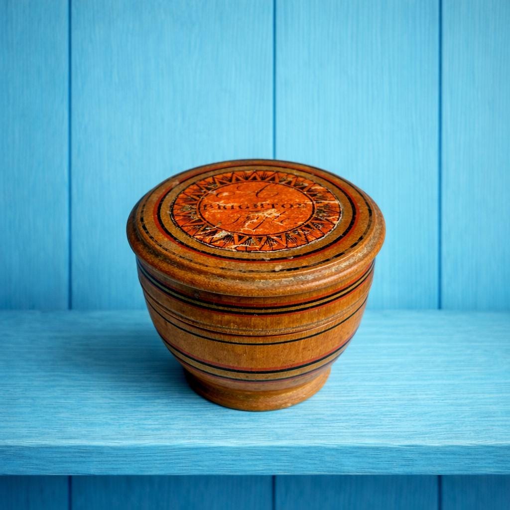 Rare 1820s Tunbridge Ware Rouge Pot A Brighton Trifle Treen