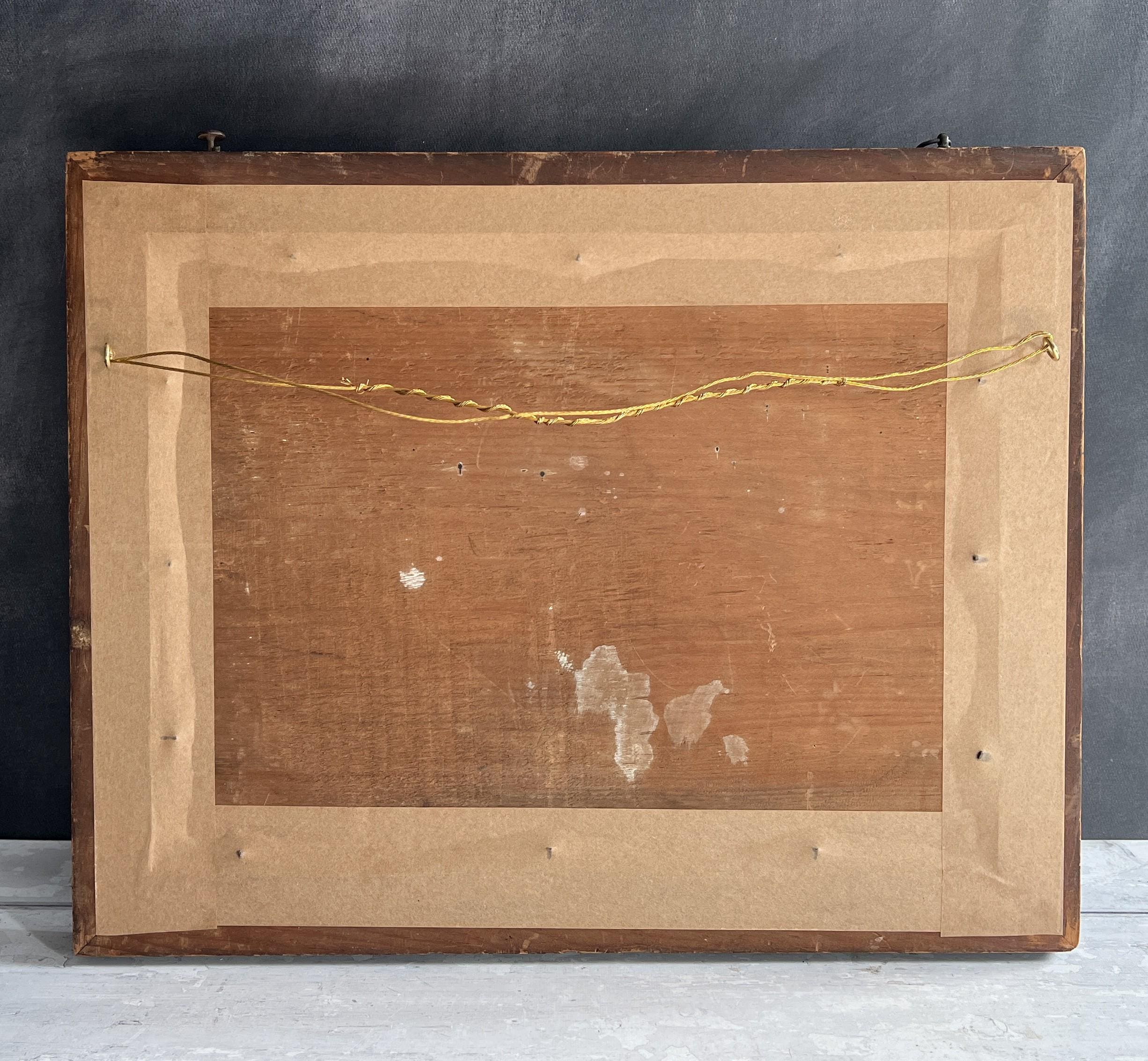 Antique Georgian Folk Art Painting Portrait Boy Dog and Wheelbarrow Signed & Dated 1835 AF