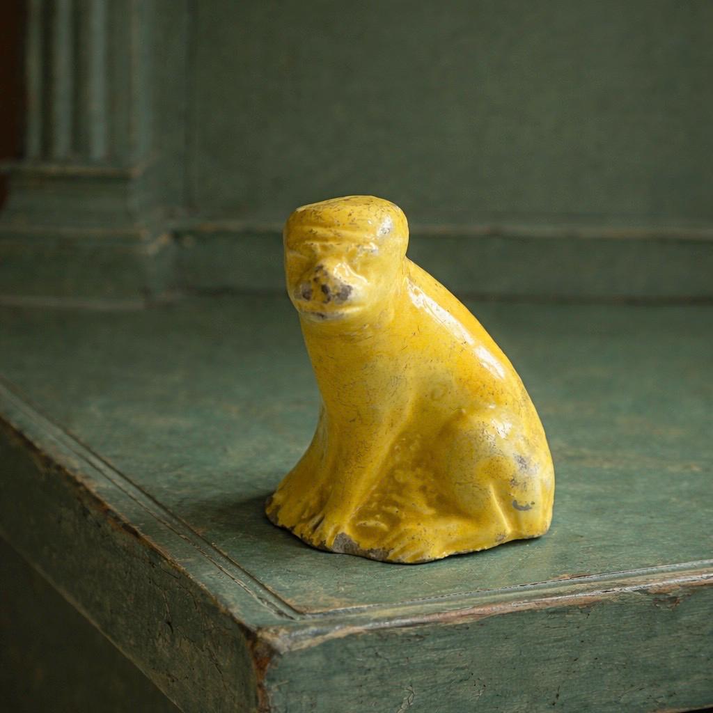 Rare 18th Century TOY Dog Figure Canary Yellow Ware C 1790