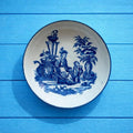 Worcester Porcelain Saucer Blue and White Mother and Child Circa 1775