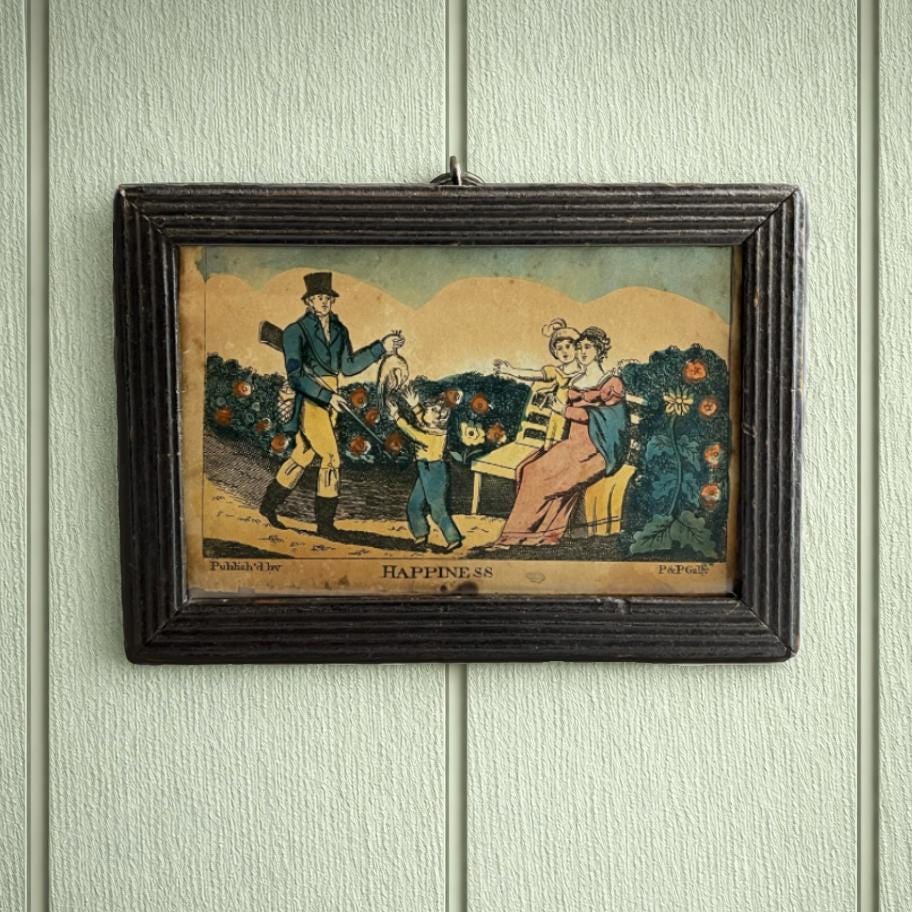 Antique P & P Gally Print Happiness Original Frame C 1815