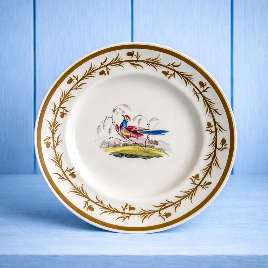 Chamberlain Worcester Porcelain Plate Exotic Bird C 1815