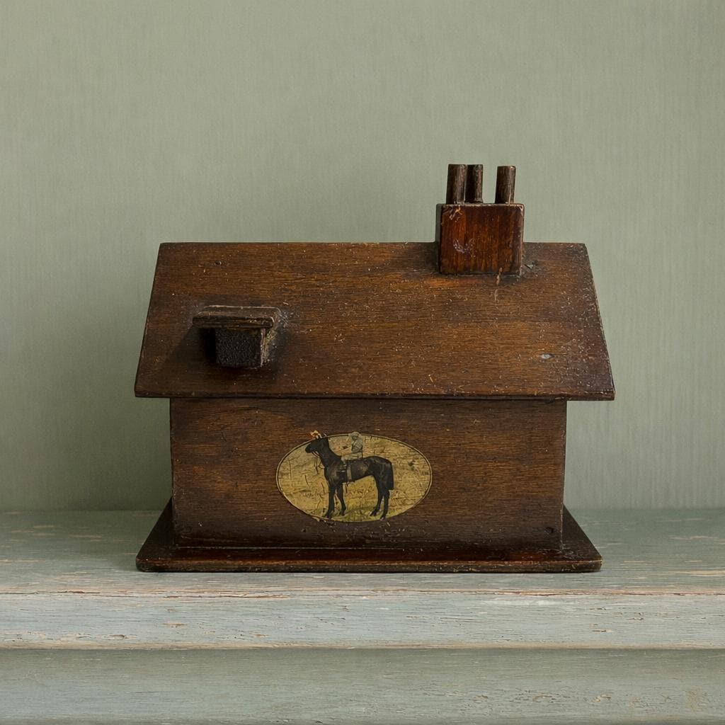 19th Century Childs House Money Box Horse Racing Equine Money Bank C 1890