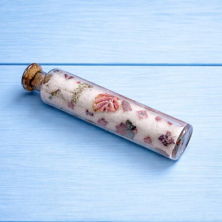 Victorian Miniature Potichomania or Decalcomania Jar Circa 1860 RARE Chintz Fabric Folk Art