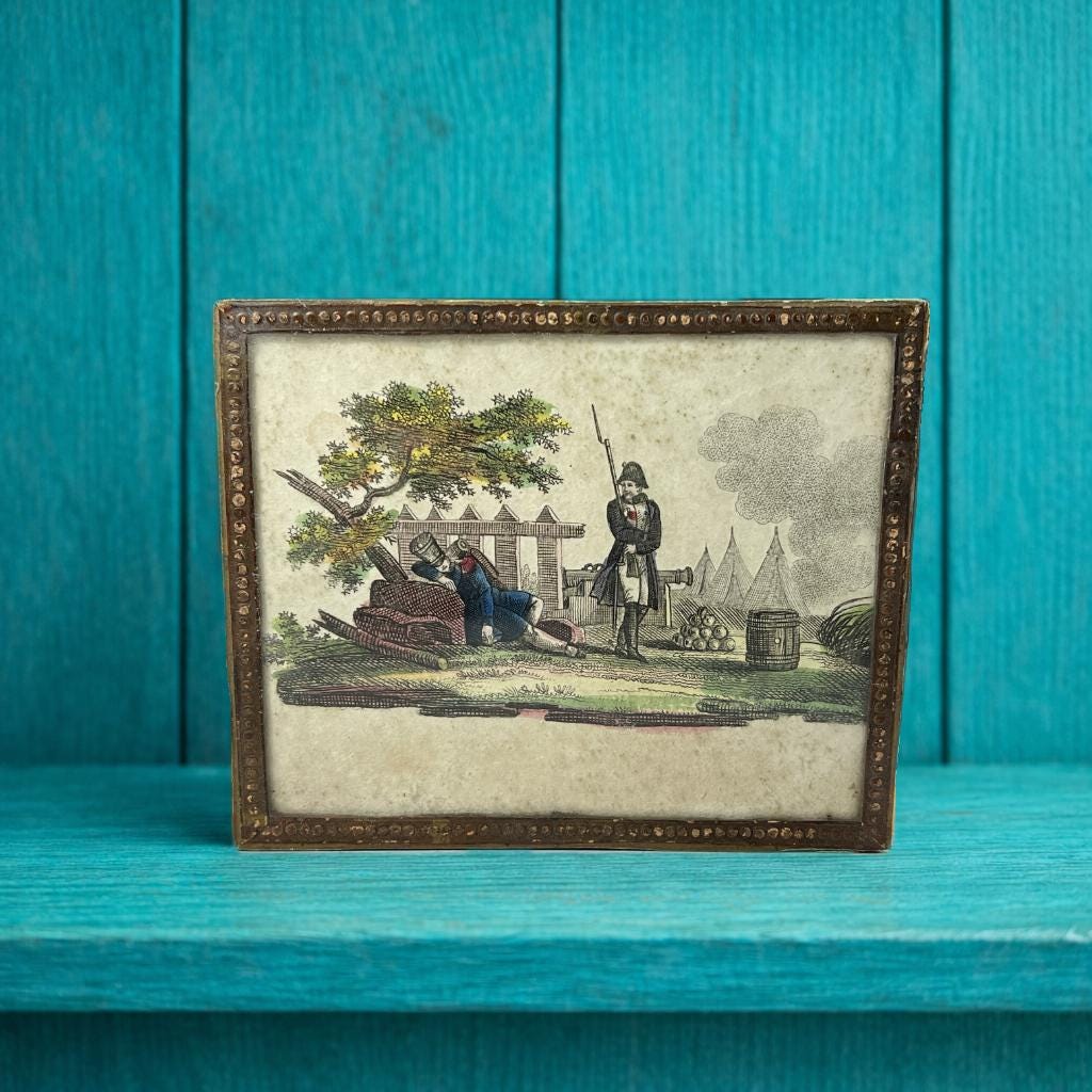 RARE Antique Dragee Box Candy Box Napoleon and Soldier Circa 1810