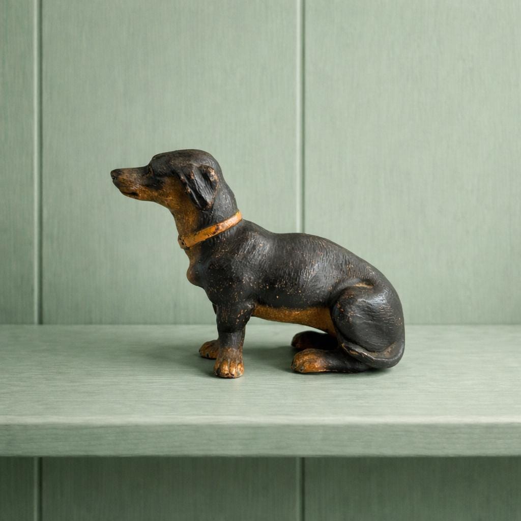 19th Century Miniature Austrian Terracotta Dog Dachshund Terrier Figure Circa 1880 AF