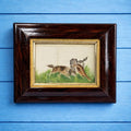 Georgian Pith Paper Painting of Dogs Rare Springer Spaniel Subject C 1830 AF
