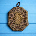 Antique 1850s Folk Art Needlepoint Lamp Mat Woolwork Pot Holder